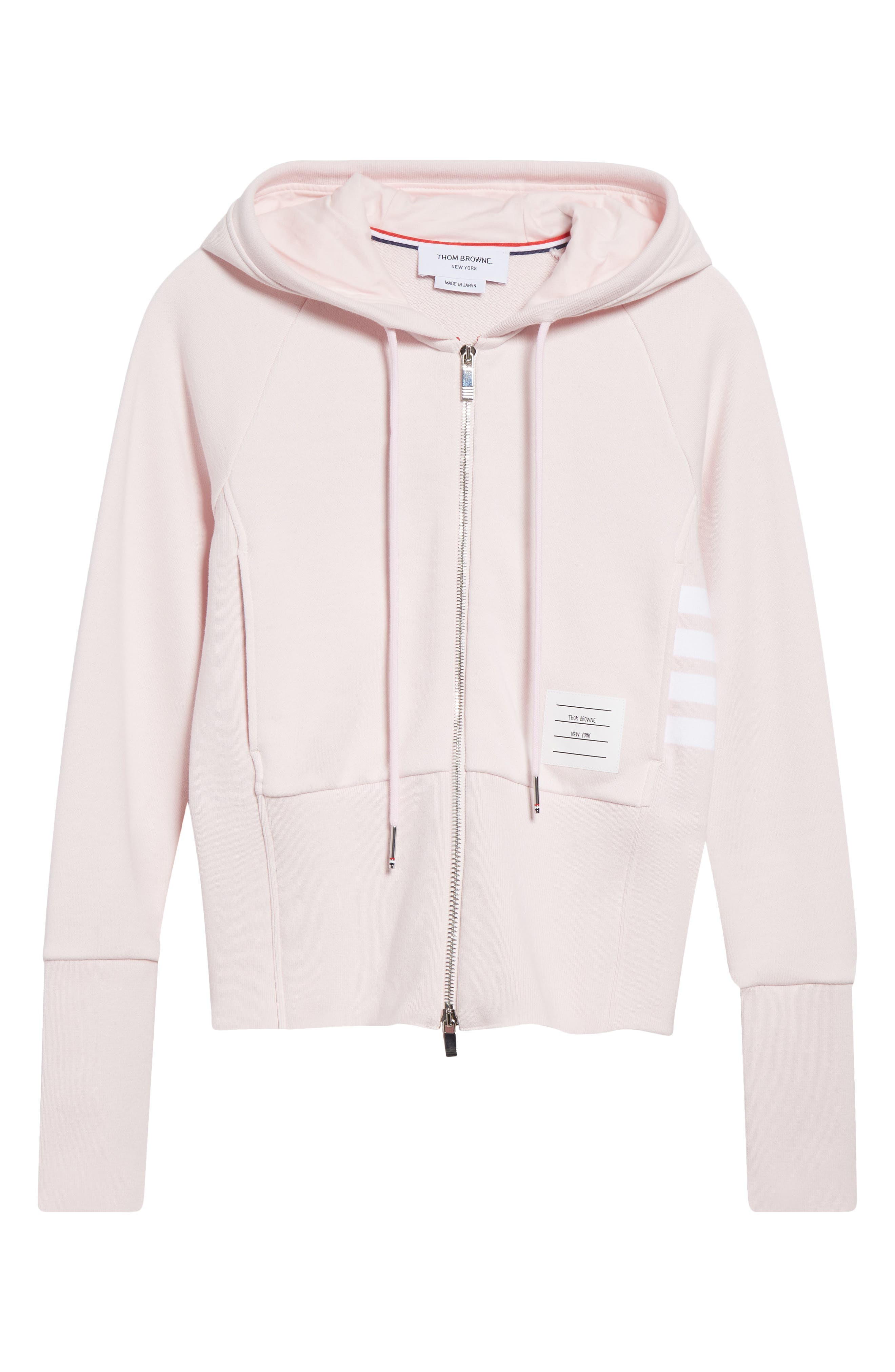 Thom Browne 4-Bar Colorblock French Terry Zip Hoodie in Light Pink at Nordstrom - 6