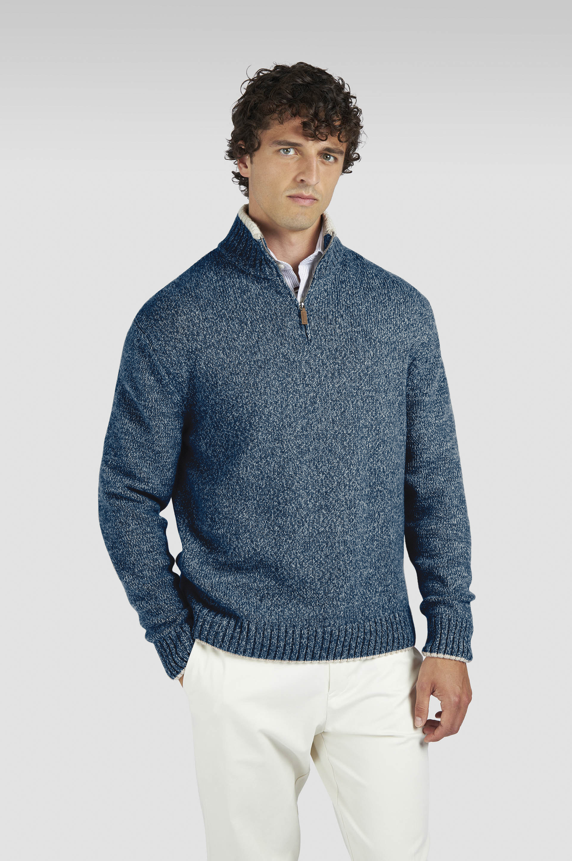 WOOL CASHMERE HALF ZIP SWEATER - 6
