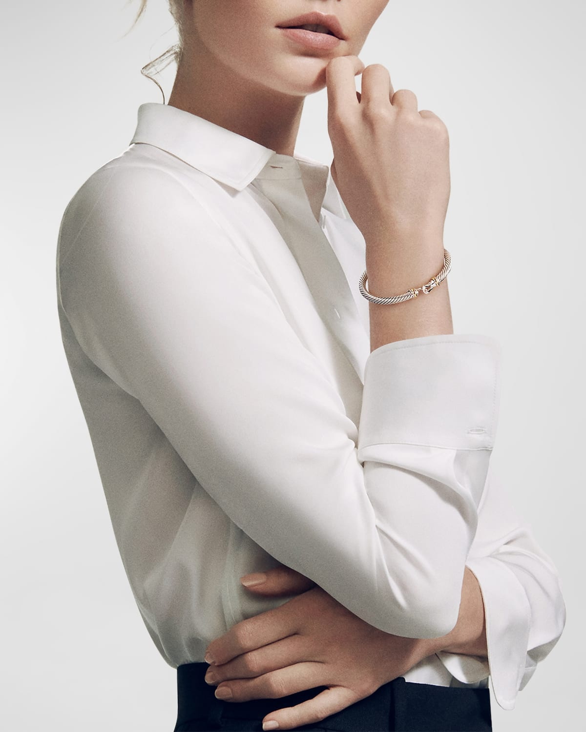 Cable Buckle Bracelet in Silver with 18K Gold - 2
