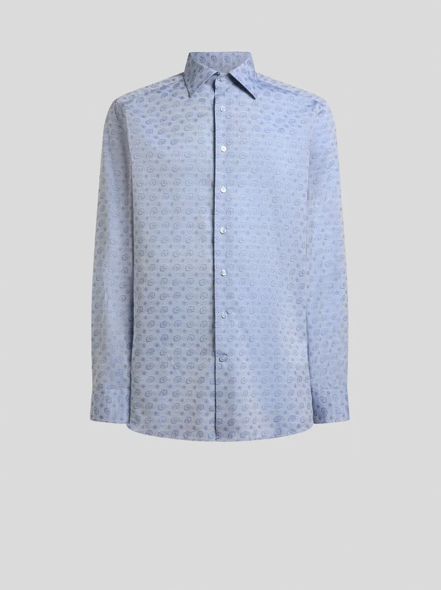 COTTON-BLEND FIL COUPÉ SHIRT WITH MICRO PAISLEY MOTIF - 1