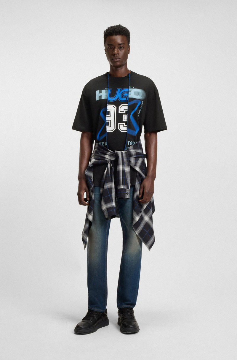 HUGO COTTON-JERSEY T-SHIRT WITH LAYERED EFFECT outlook
