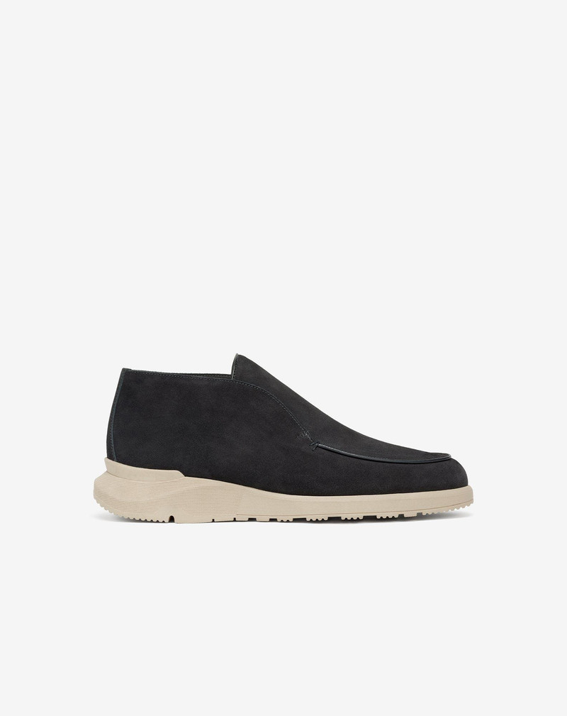 Black suede slip-on loafers 1