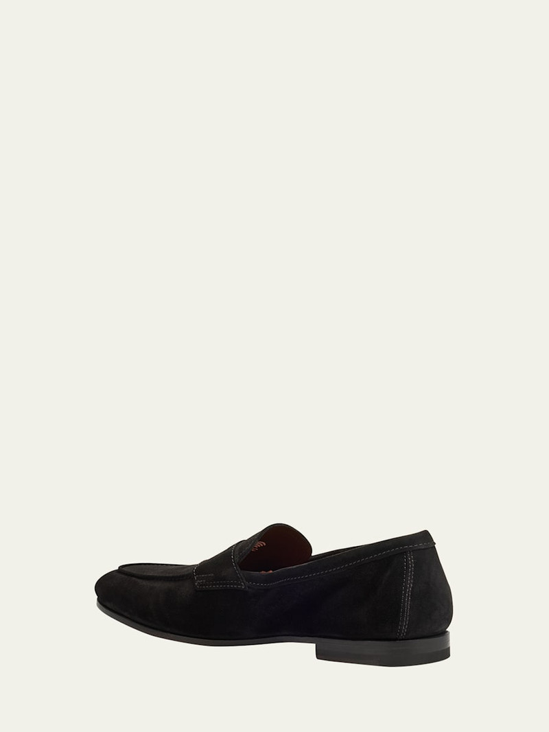 Santoni Men's Carlos Suede Penny Loafers outlook