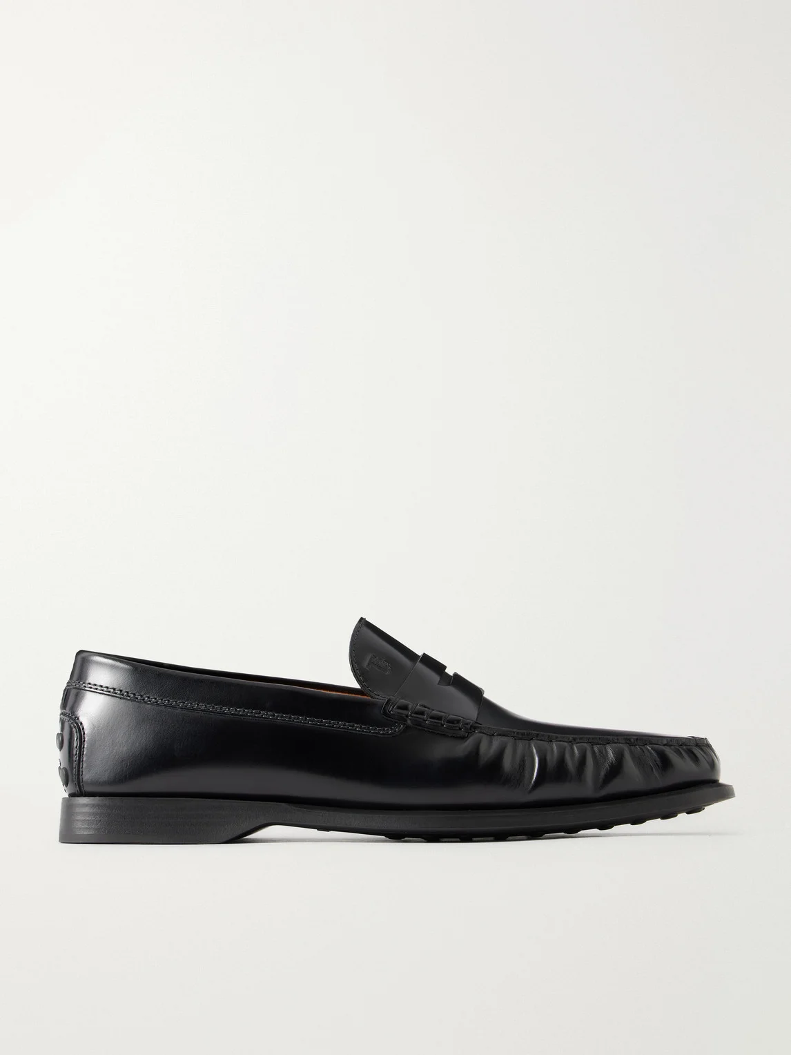 Logo-Debossed Gathered Leather Loafers - 1