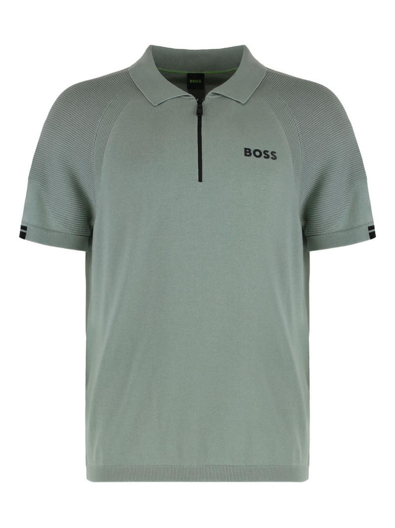 ribbed-cuffs zip-fastening polo shirt 1
