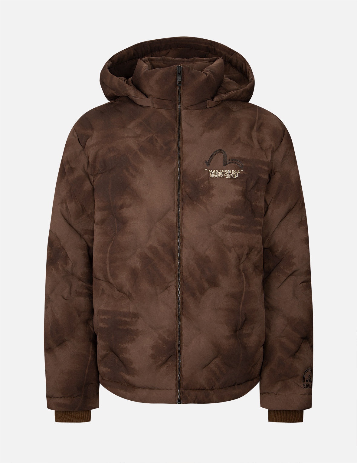 Embossed Graphics Tie Dye Print Down Jacket - 1