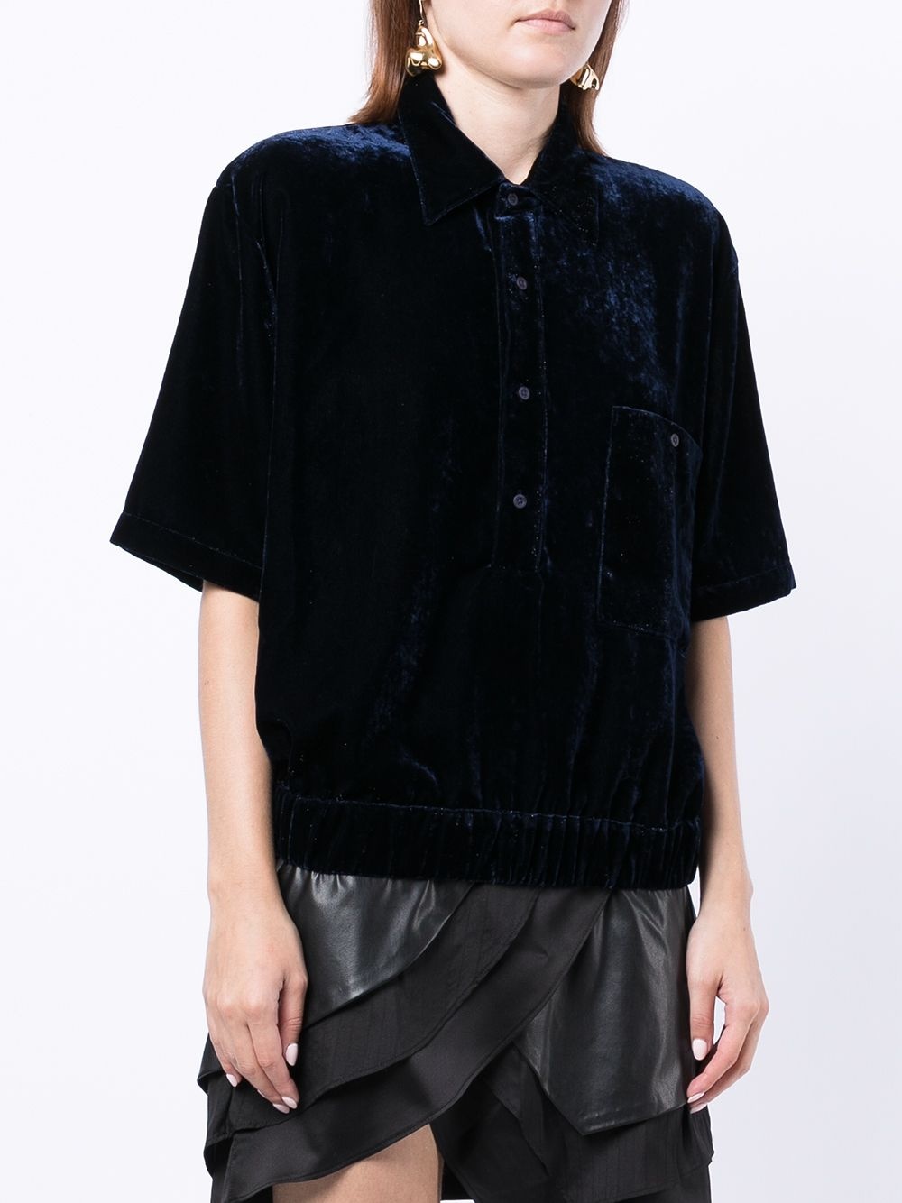 velvet-effect oversize polo shirt - 3