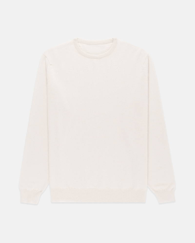MADE-IN-SCOTLAND WHITE CASHMERE CREWNECK SWEATER - 1