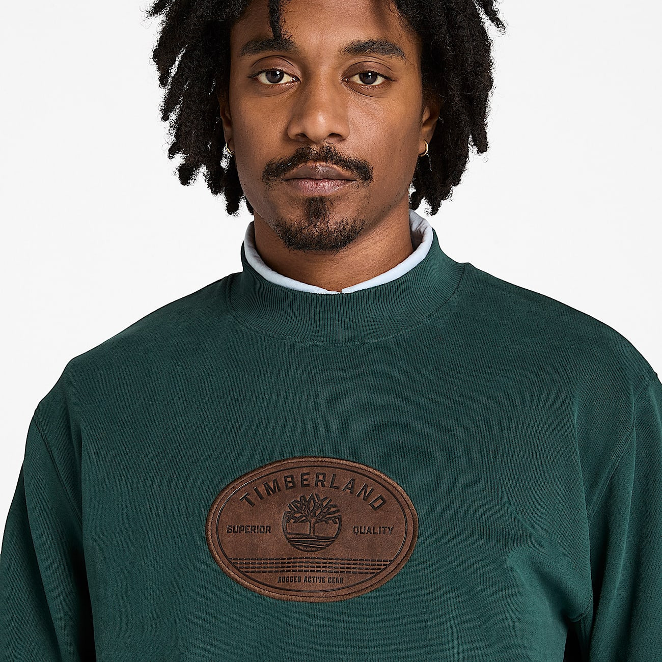 Men's Leather Badge Crewneck Sweatshirt - 4