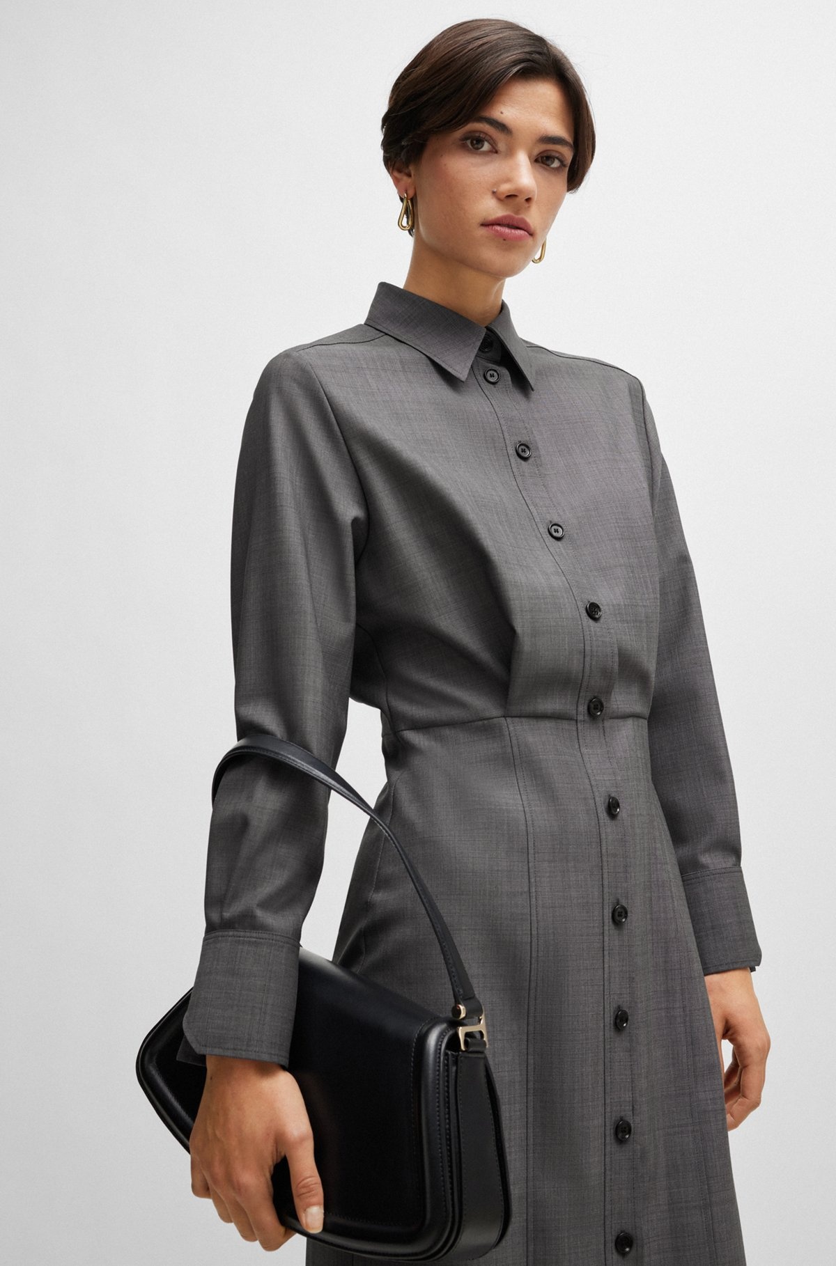 SHIRT-STYLE REGULAR-FIT DRESS IN VIRGIN WOOL - 6