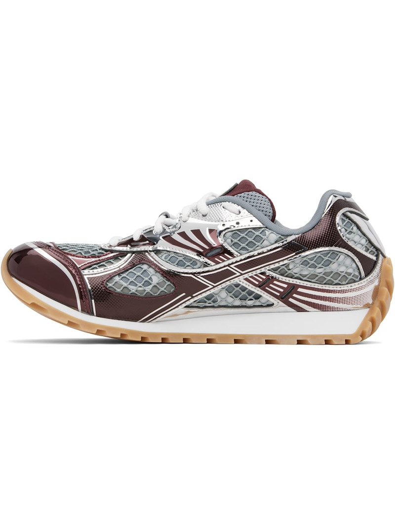Bottega Veneta Burgundy & Silver Orbit Sneakers outlook