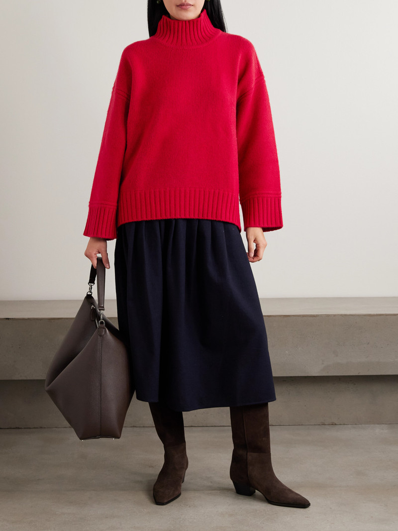 LA LIGNE Pleated Cotton-twill Midi Skirt outlook