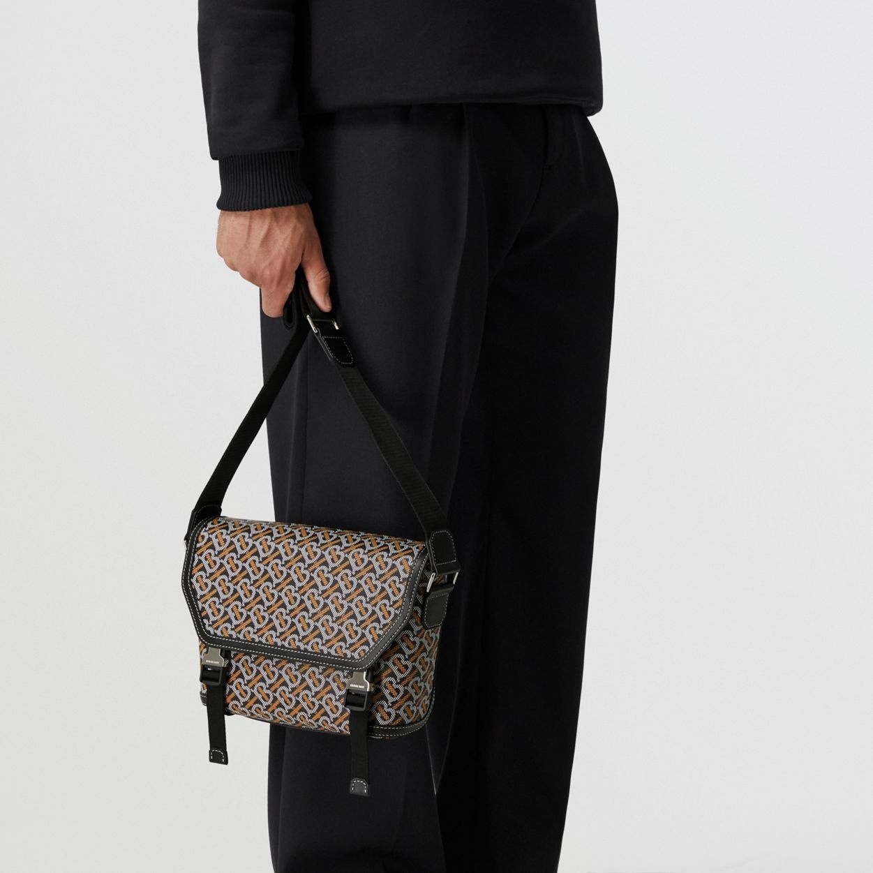 Monogram Print and Leather Small Messenger Bag 9