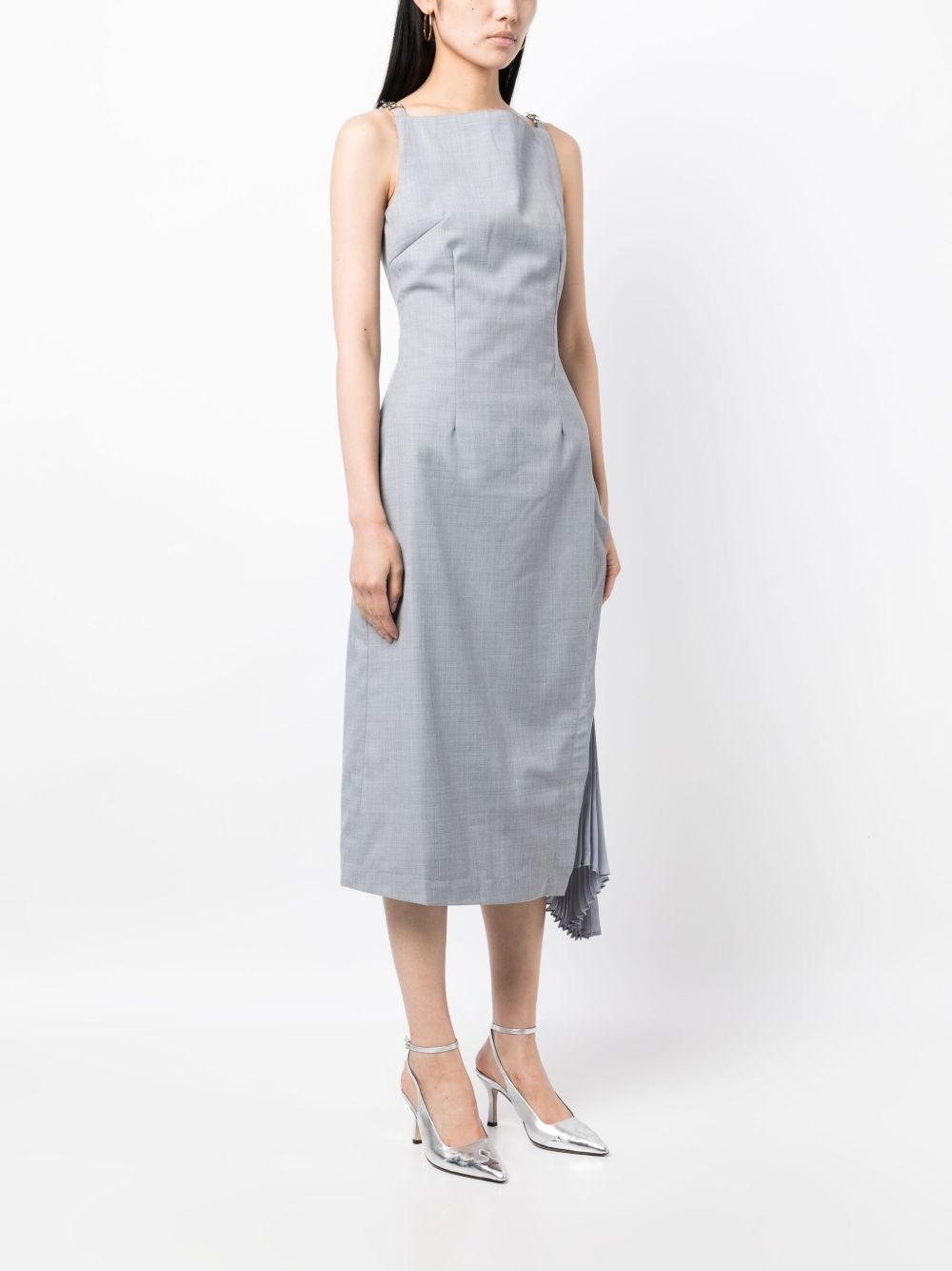side-pleats midi dress - 4
