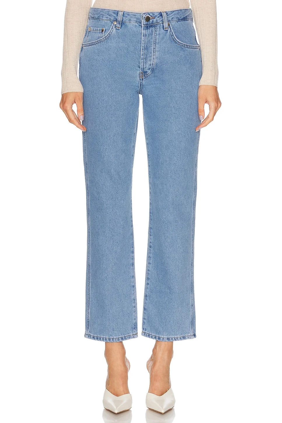 Straight Leg Jeans in Light Wash - 1