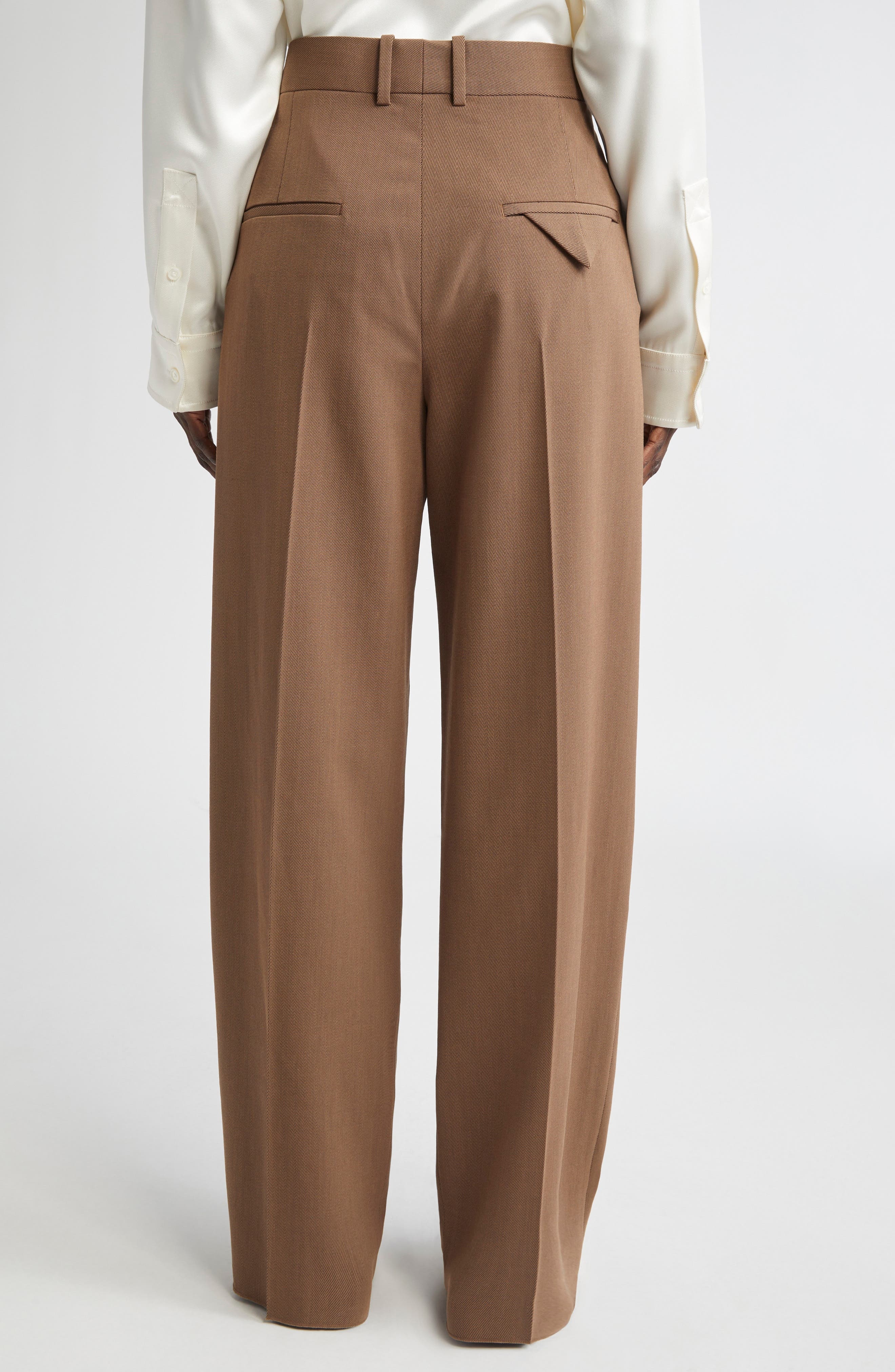 Bottega Veneta Mélange Wool Blend Stretch Tricotine Pants in 2026 Ebony/Light Jute Mel at Nordstrom - 3