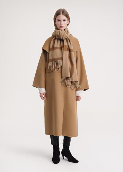 Totême Monogram jacquard wool scarf camel outlook