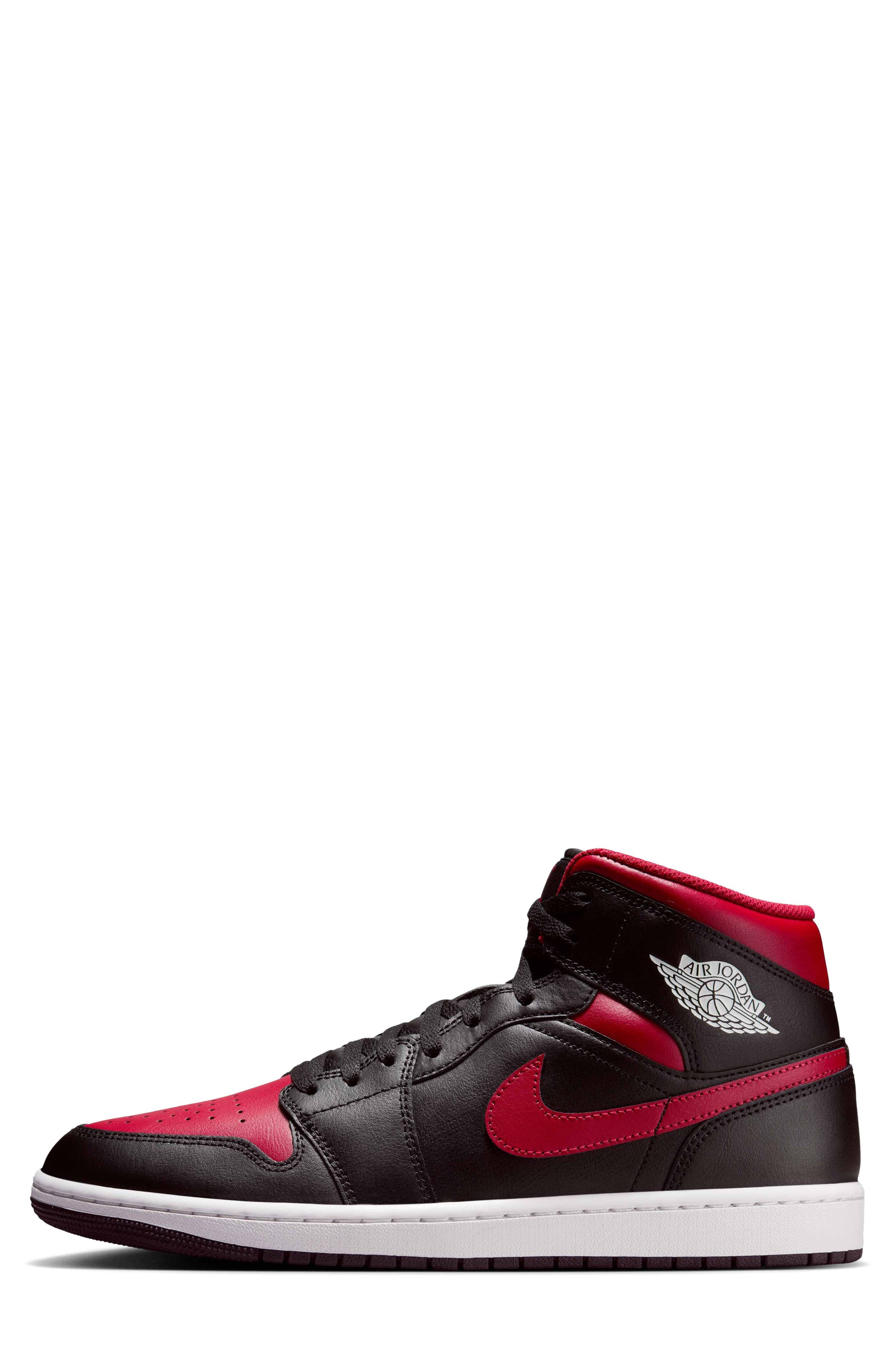Air Jordan 1 Mid Sneaker in Black/summit White/varsity Red at Nordstrom - 3