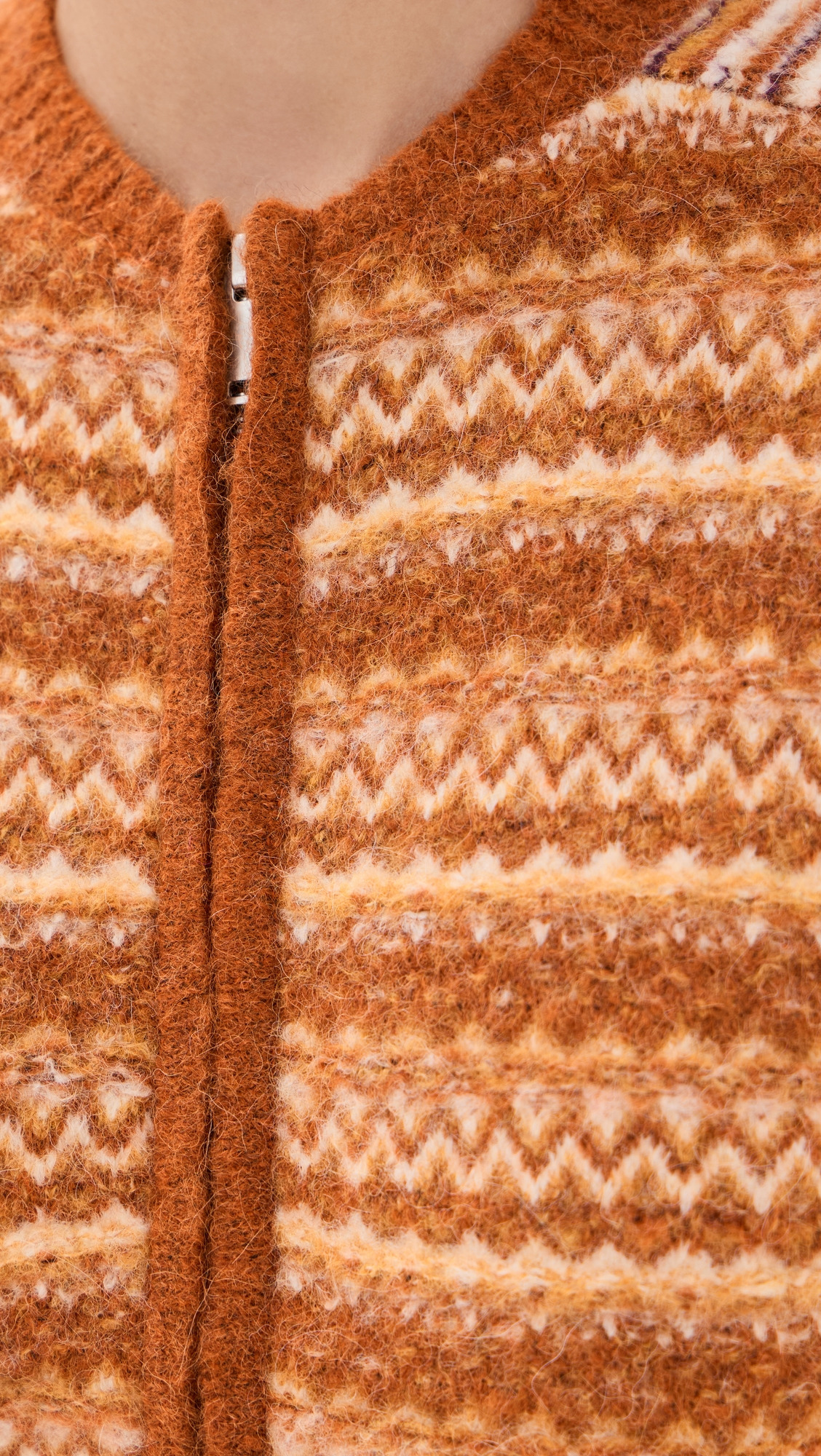 Jacquard Alpaca Raglan Zip Cardigan - 5