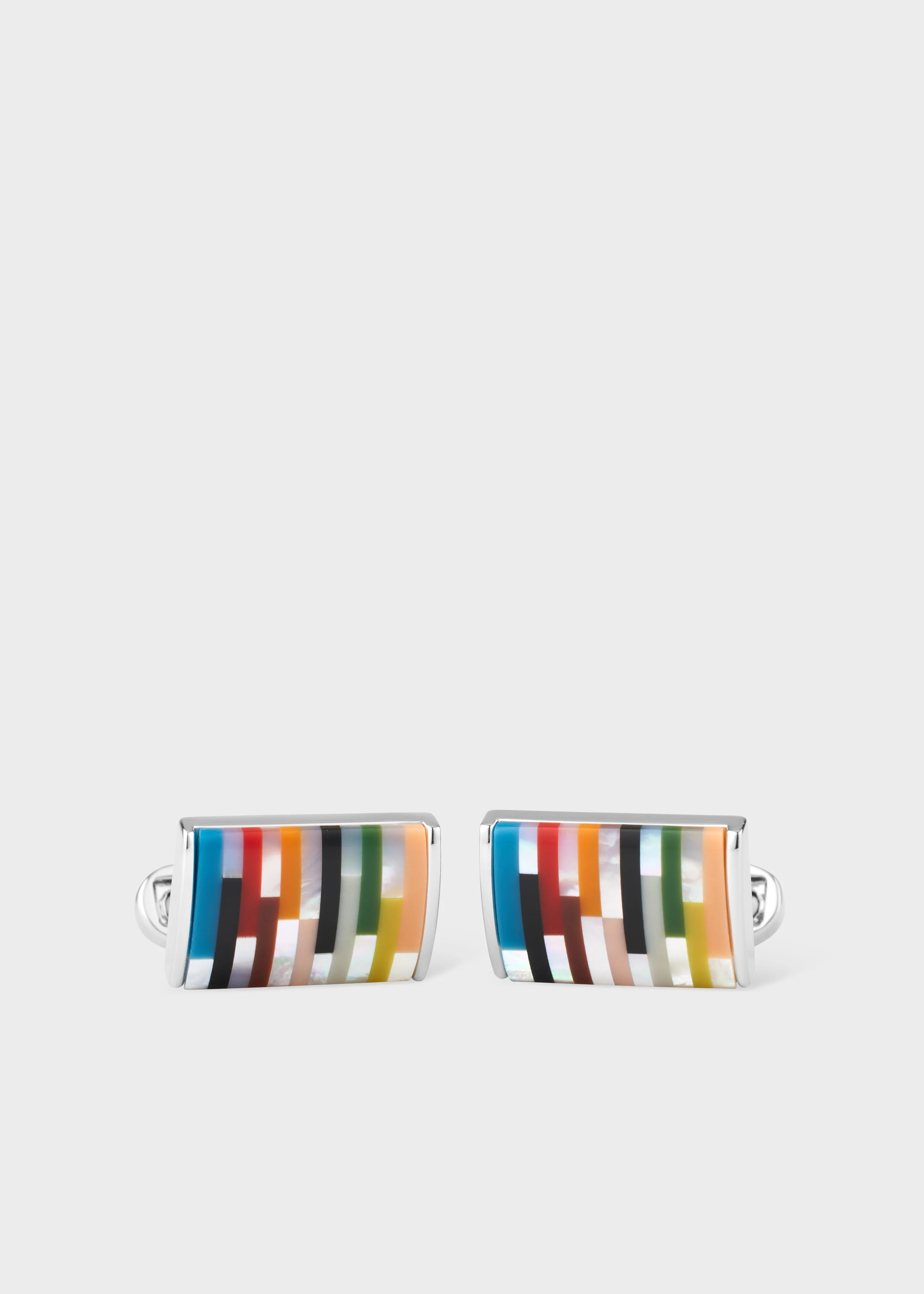 Silver 'Signature Stripe' Curve Cufflinks - 1