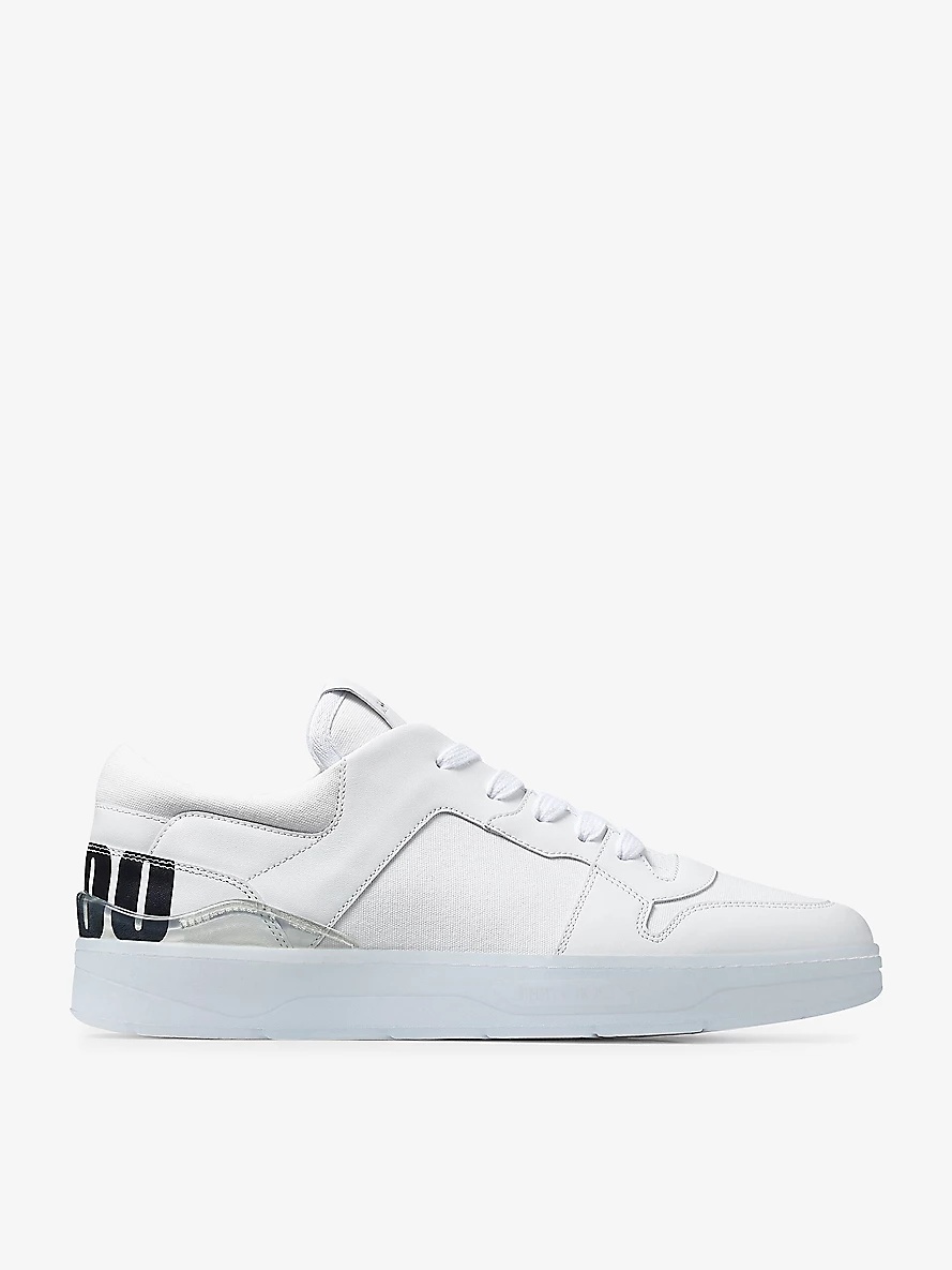 Florent F logo-print leather and cotton-canvas low-top trainers - 1