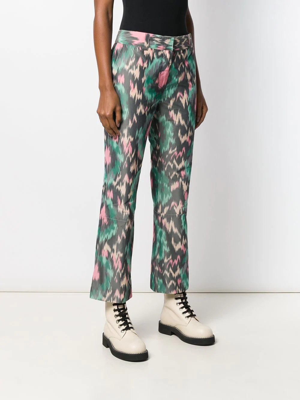 abstract print flared trousers - 3