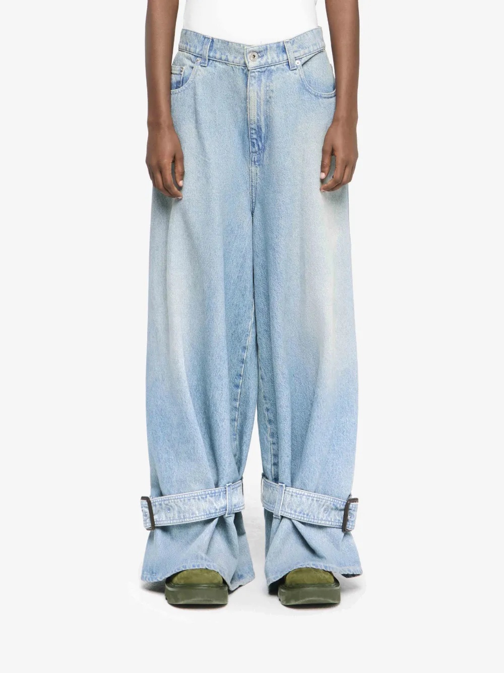 BUCKLED CUFF DENIM JEANS - 2