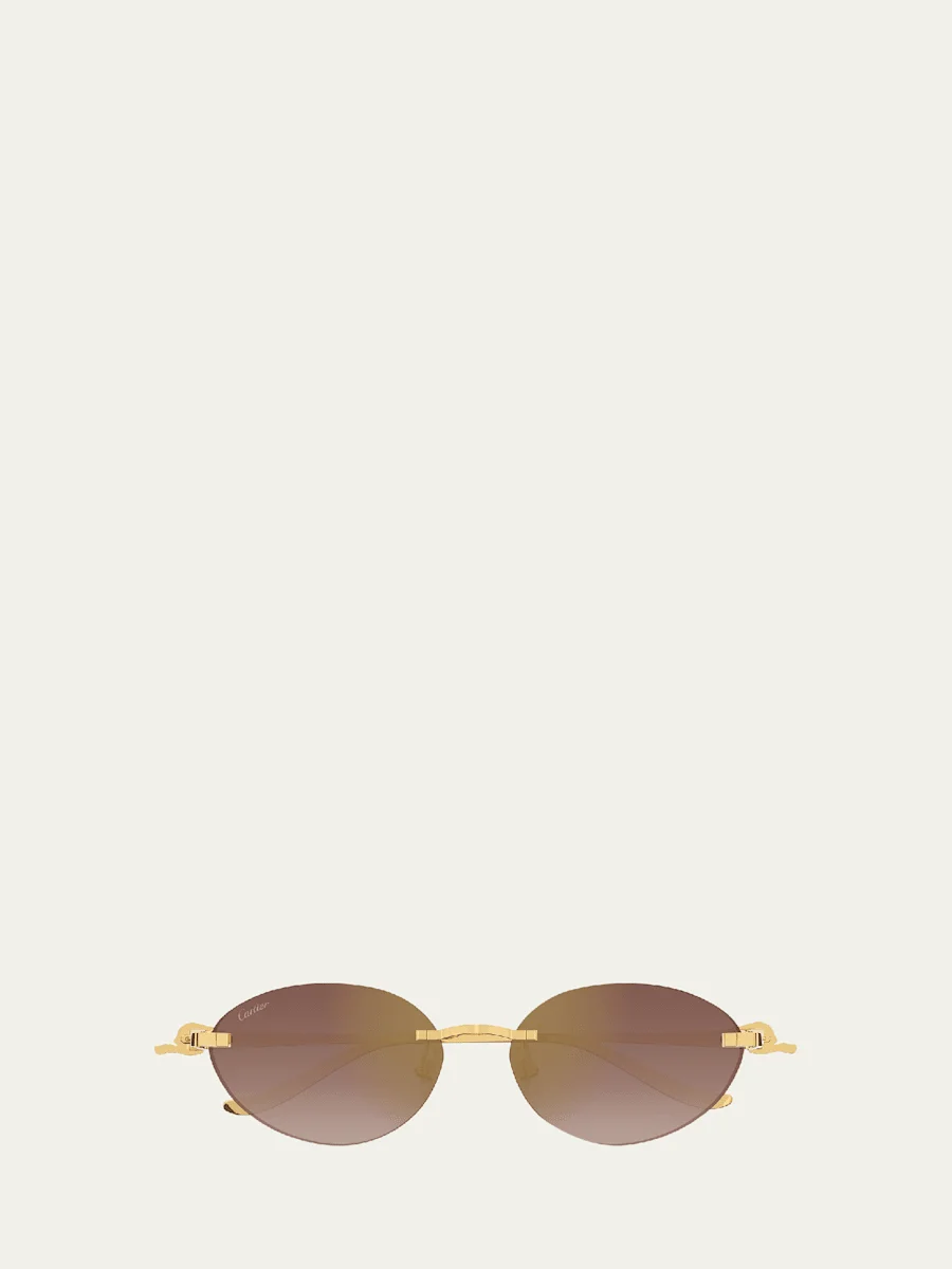 Panthère Rimless Metal Oval Sunglasses - 1