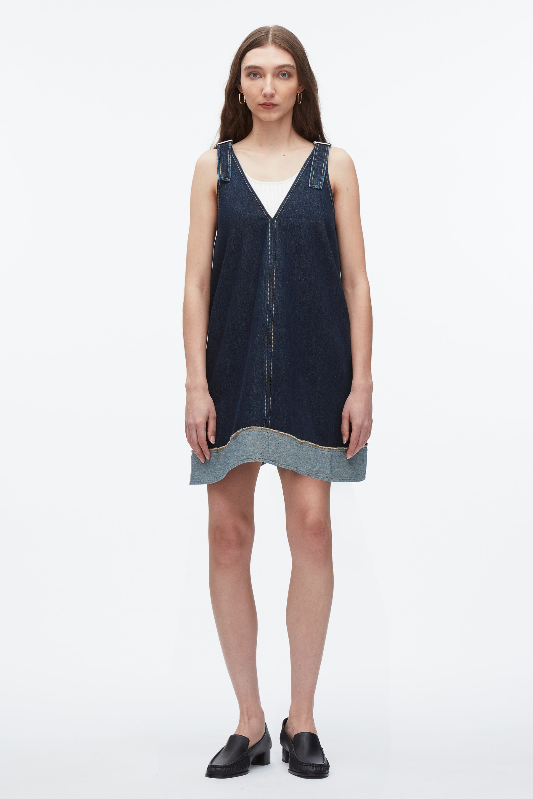 Denim Trapeze Mini Dress - 1