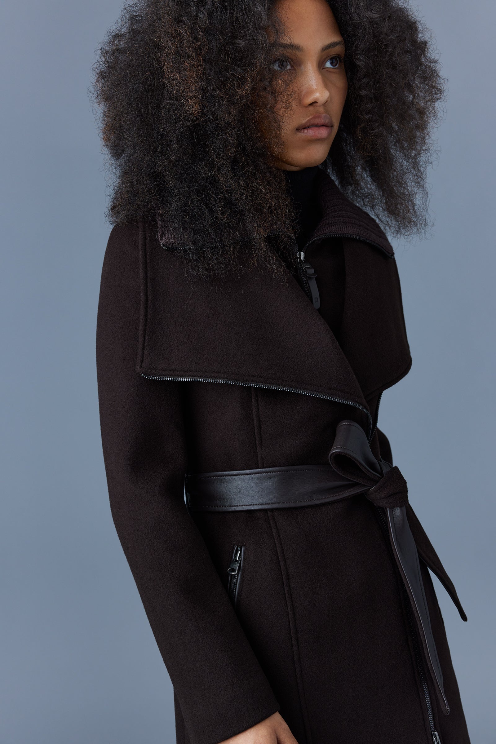 NORI 2-in-1 double face wool coat with sash - 5