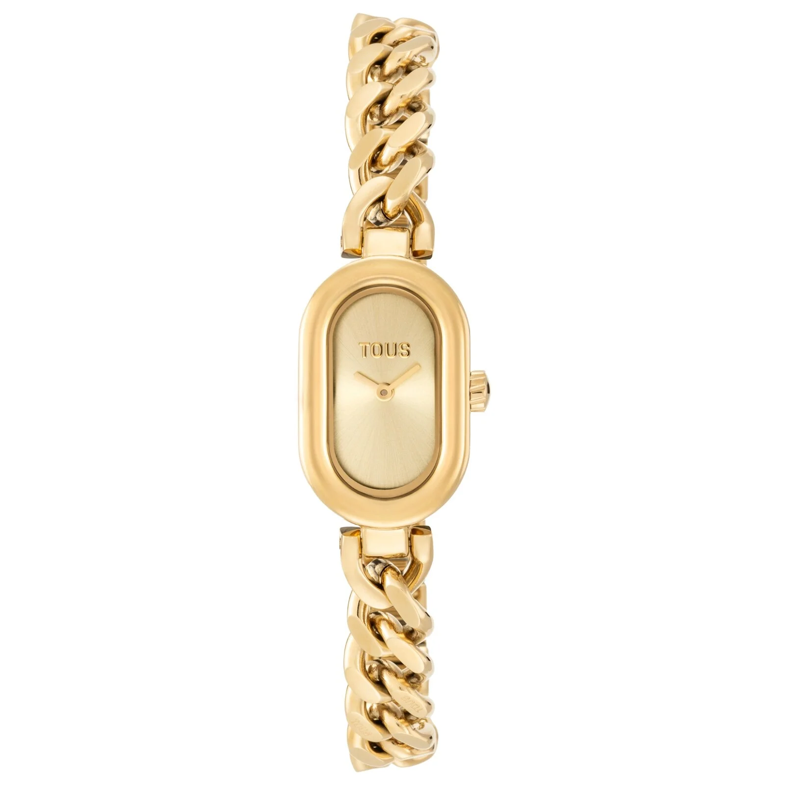 Analog jeweled Watch with gold-colored steel chain bracelet Oval Time - 1
