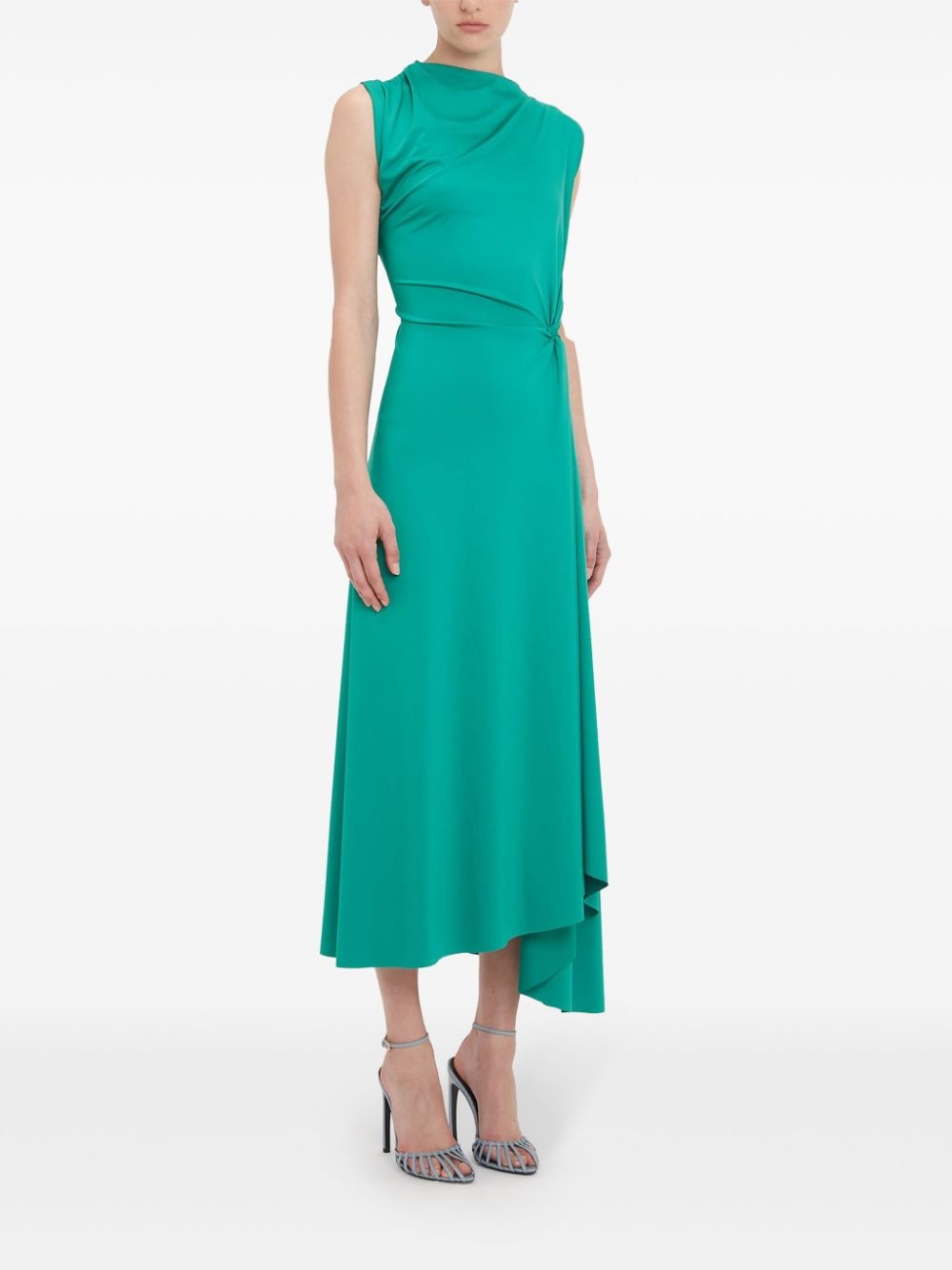 draped asymmetric midi dress - 3
