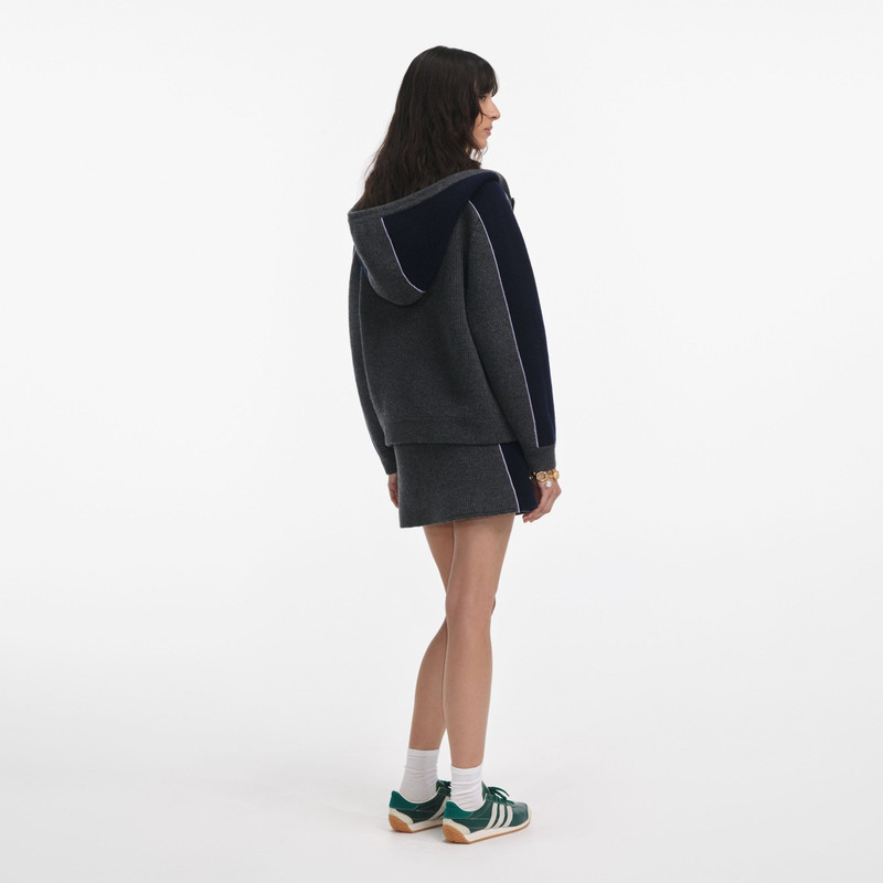 self-portrait Grey Ribbed Knit Mini Skirt outlook