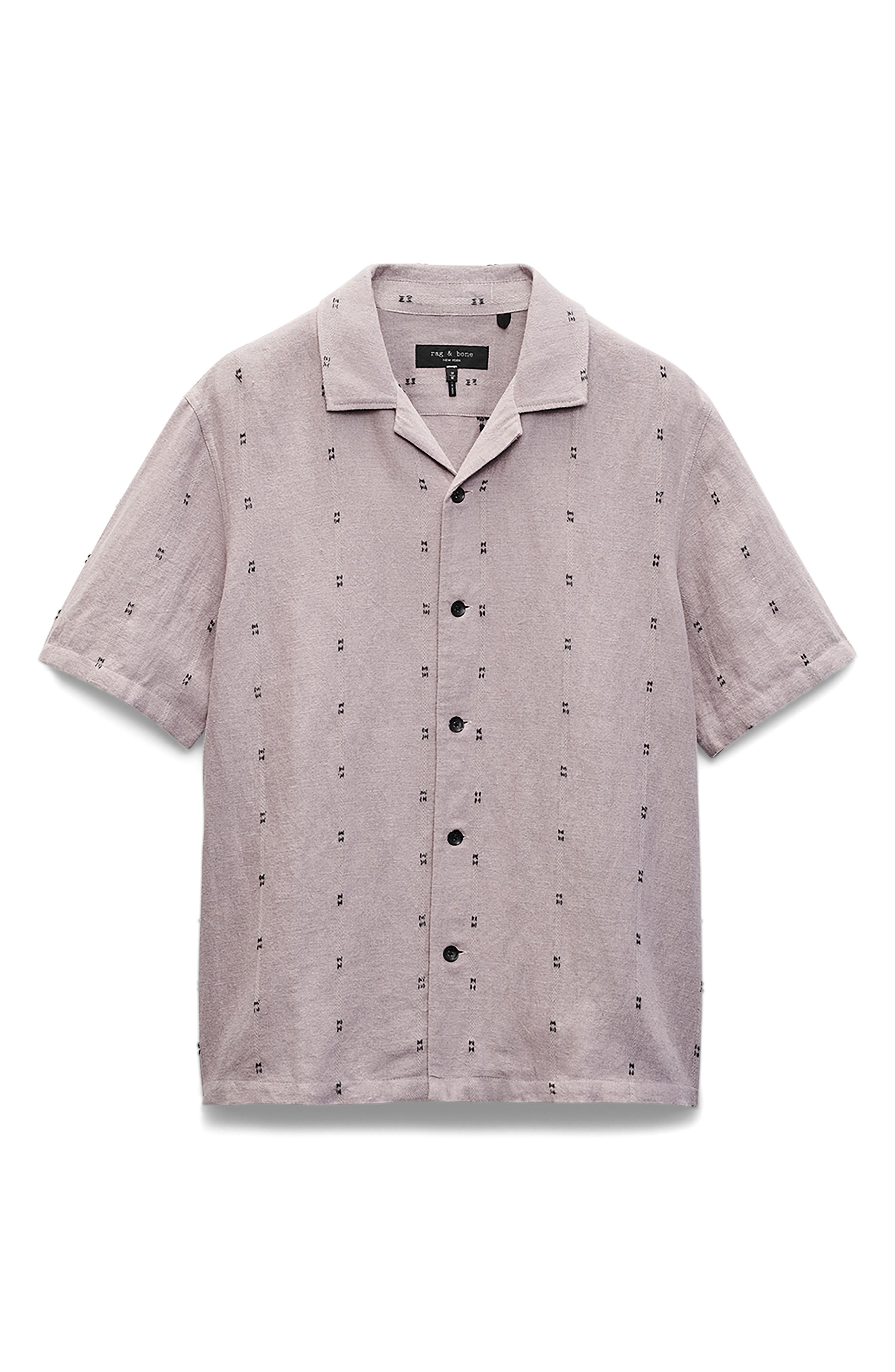 rag & bone Avery Embroidered Cotton & Linen Linen Camp Shirt in Glamor at Nordstrom - 4