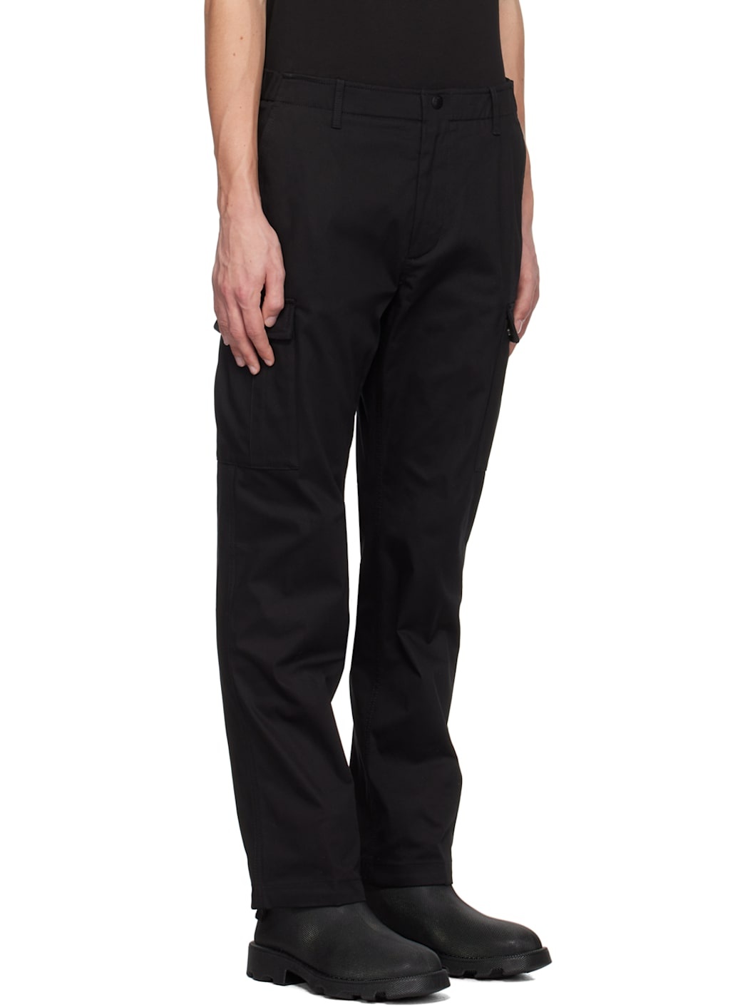 Black Logo Patch Cargo Pants - 2
