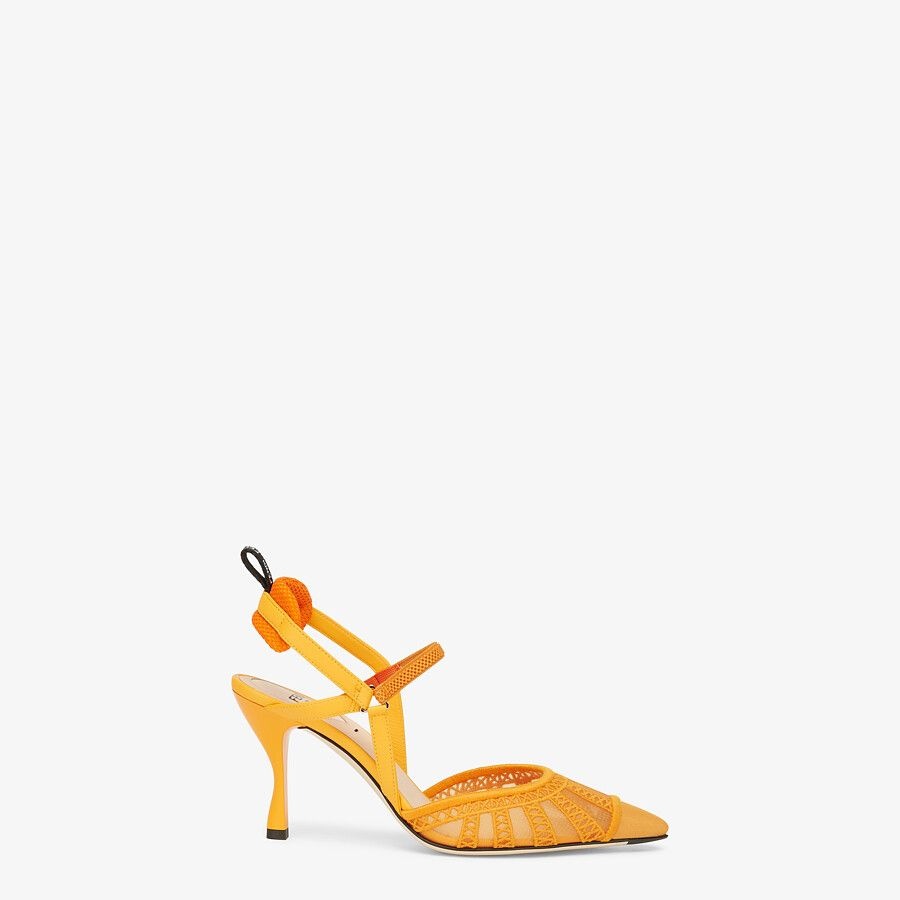 Orange micromesh high-heeled slingbacks - 1