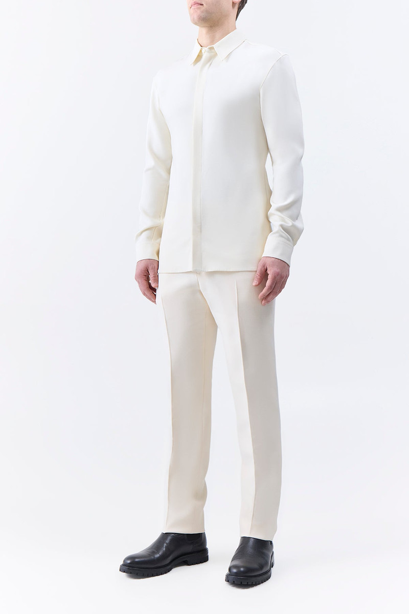 Nicolas Shirt in Ivory Wool Twill 4