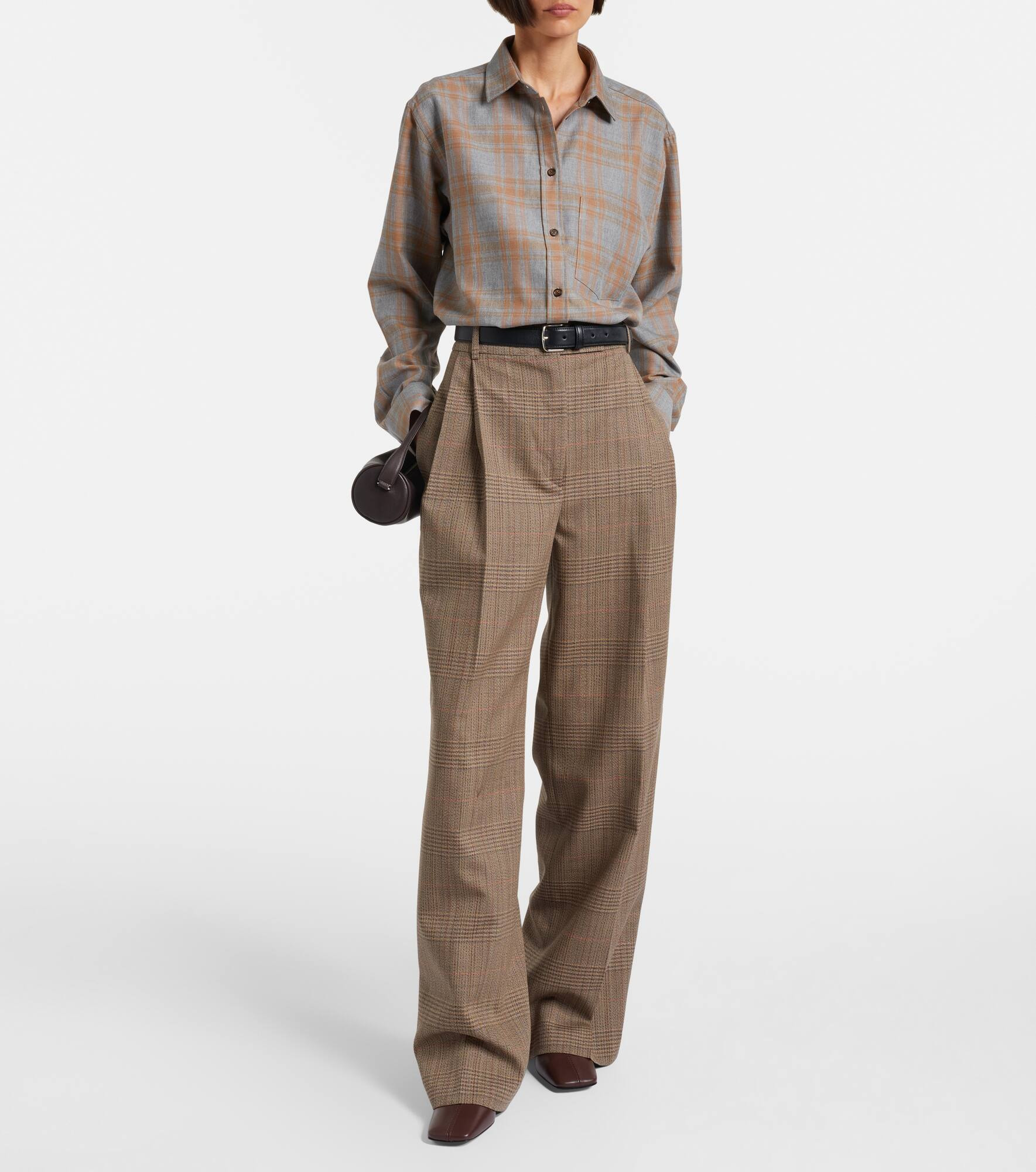 Checked virgin wool straight pants - 2