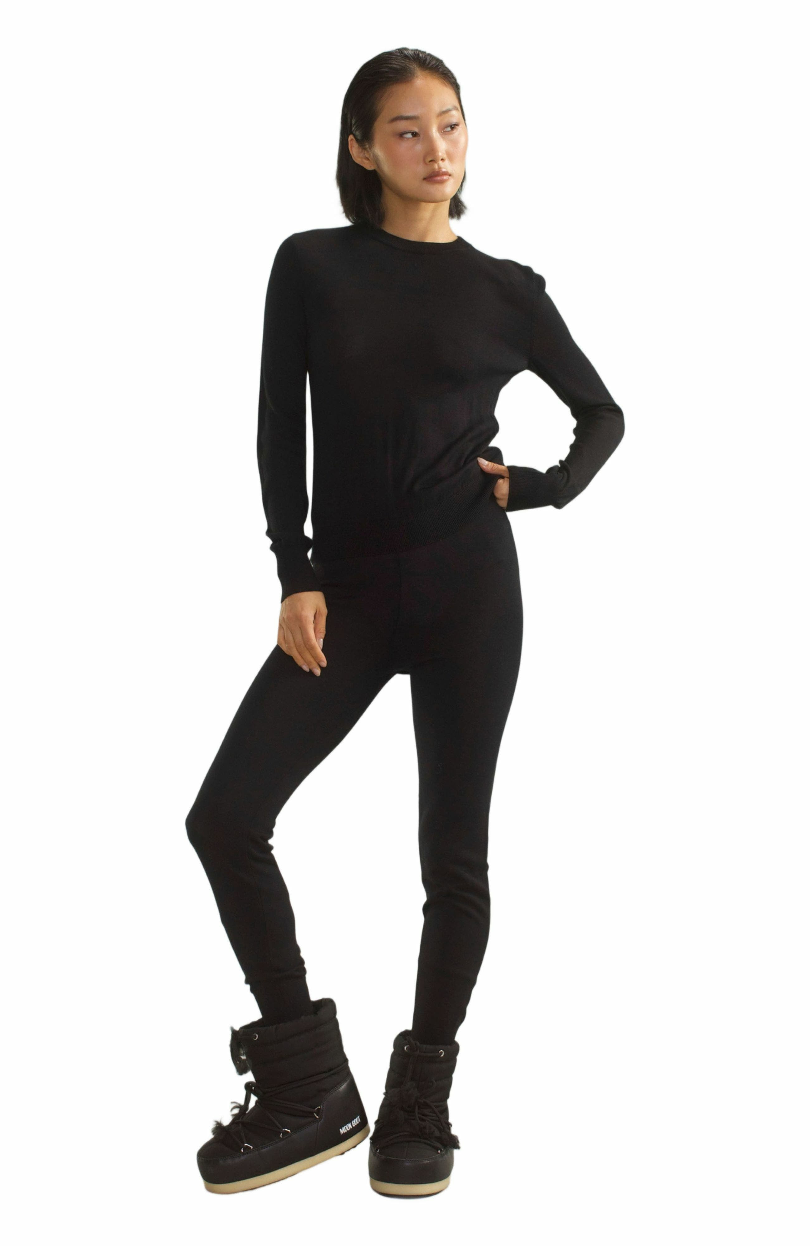 Cynthia Rowley Aspen Crewneck Knit Top in Black at Nordstrom - 4