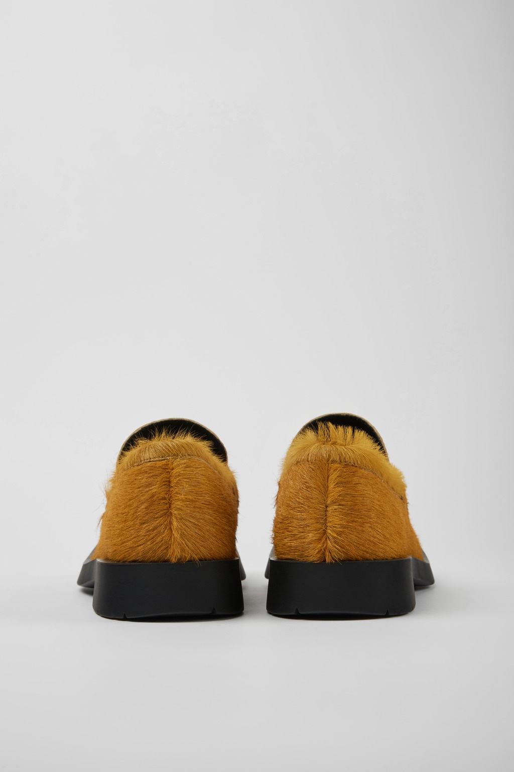 Dark yellow long calf hair leather loafers - 3