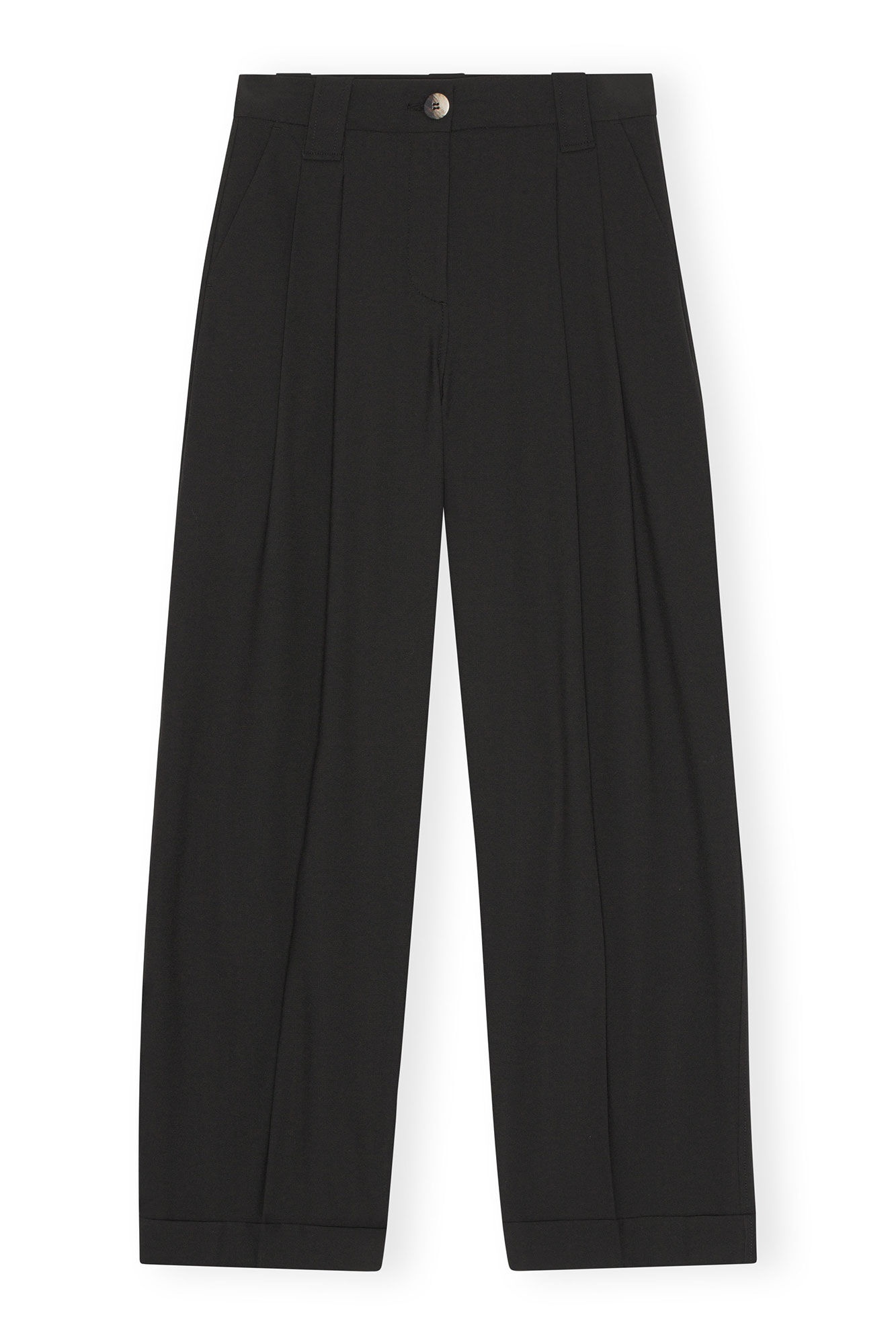 BLACK DRAPEY MELANGE PLEAT PANTS - 4