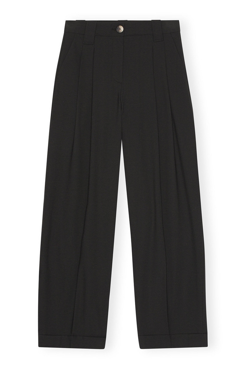 BLACK DRAPEY MELANGE PLEAT PANTS 1