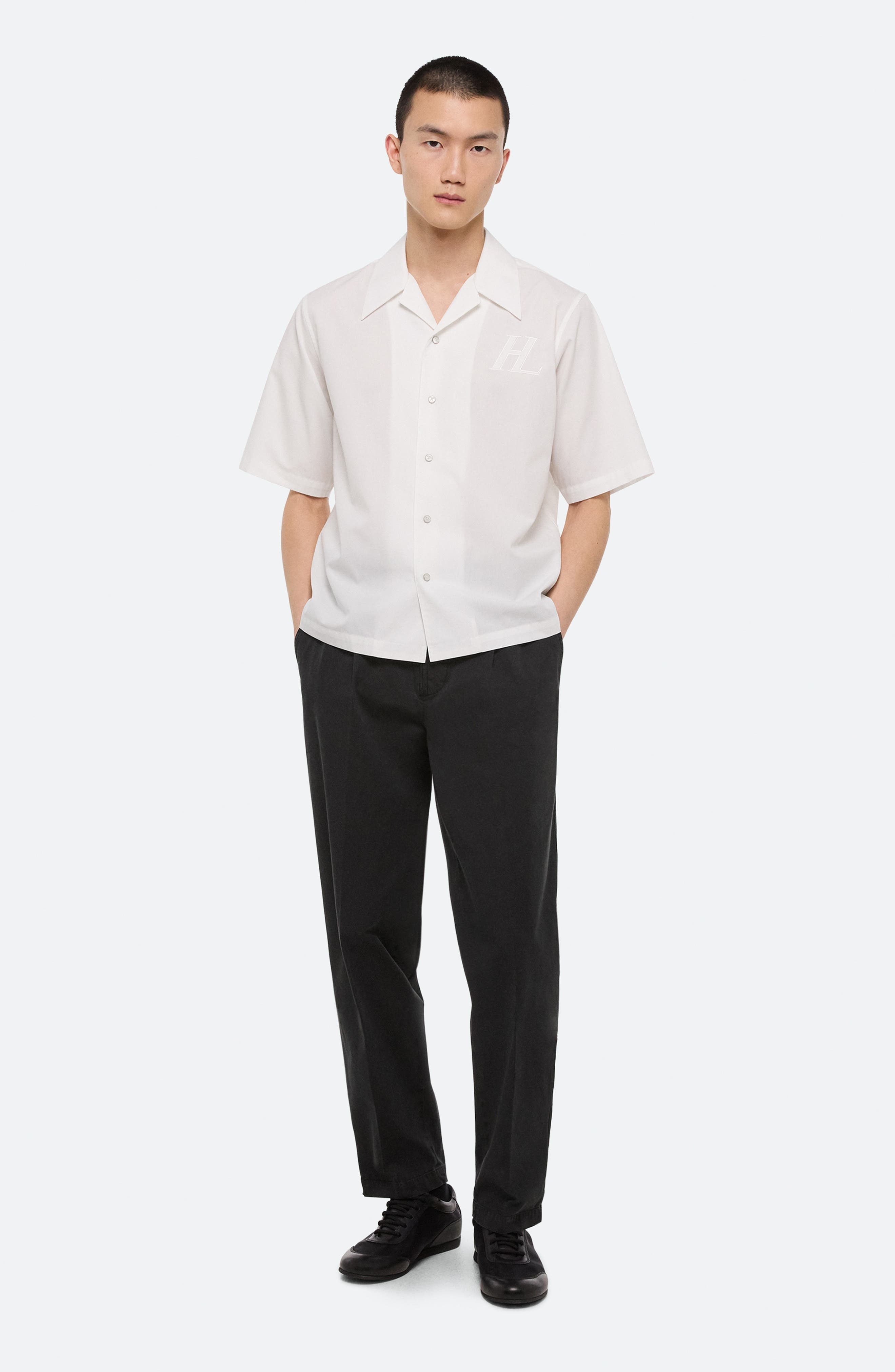 Helmut Lang Boxy Soft Broad Poplin Camp Shirt in White - 5
