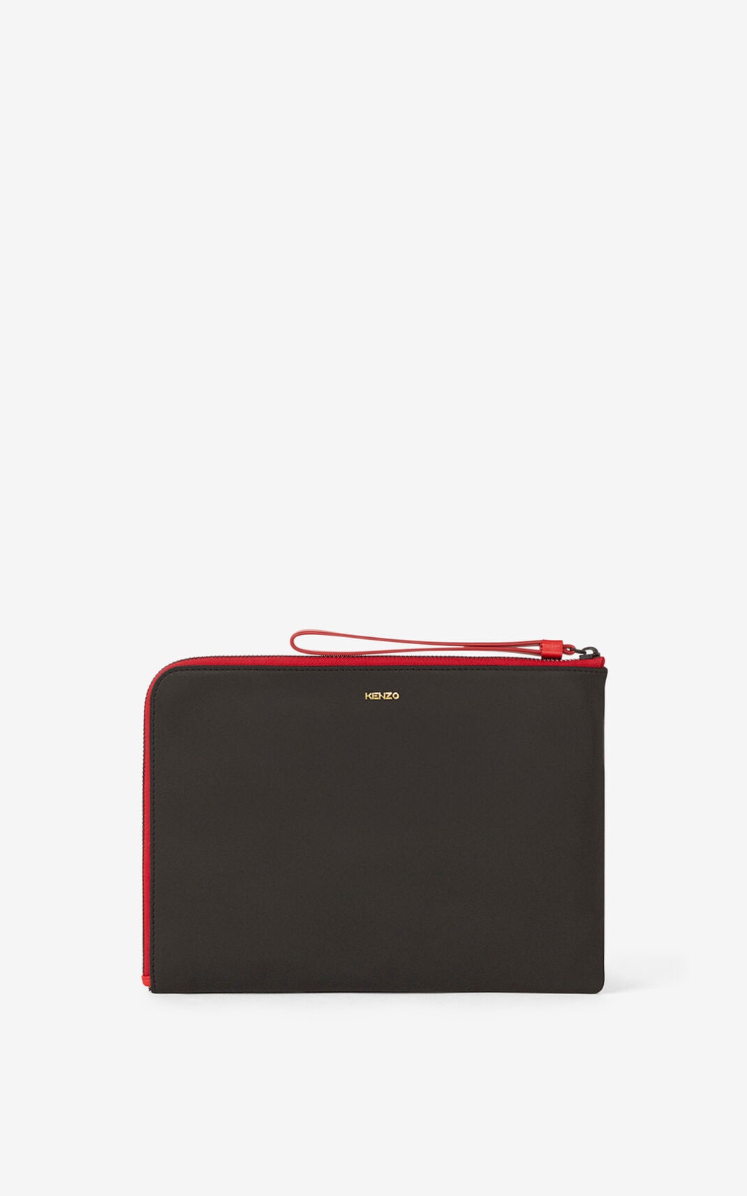 Large Tiger Crest leather clutch - 3