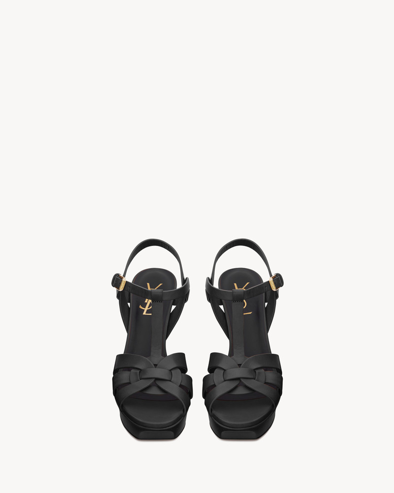 SAINT LAURENT tribute platform sandals in smooth leather outlook