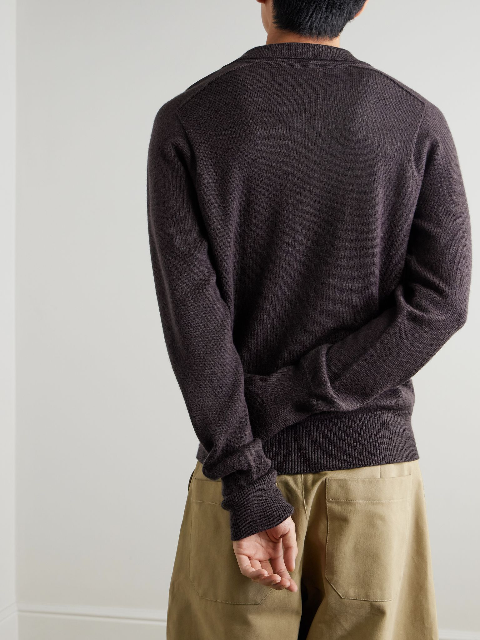 Merino Wool Polo Shirt Brown - 3