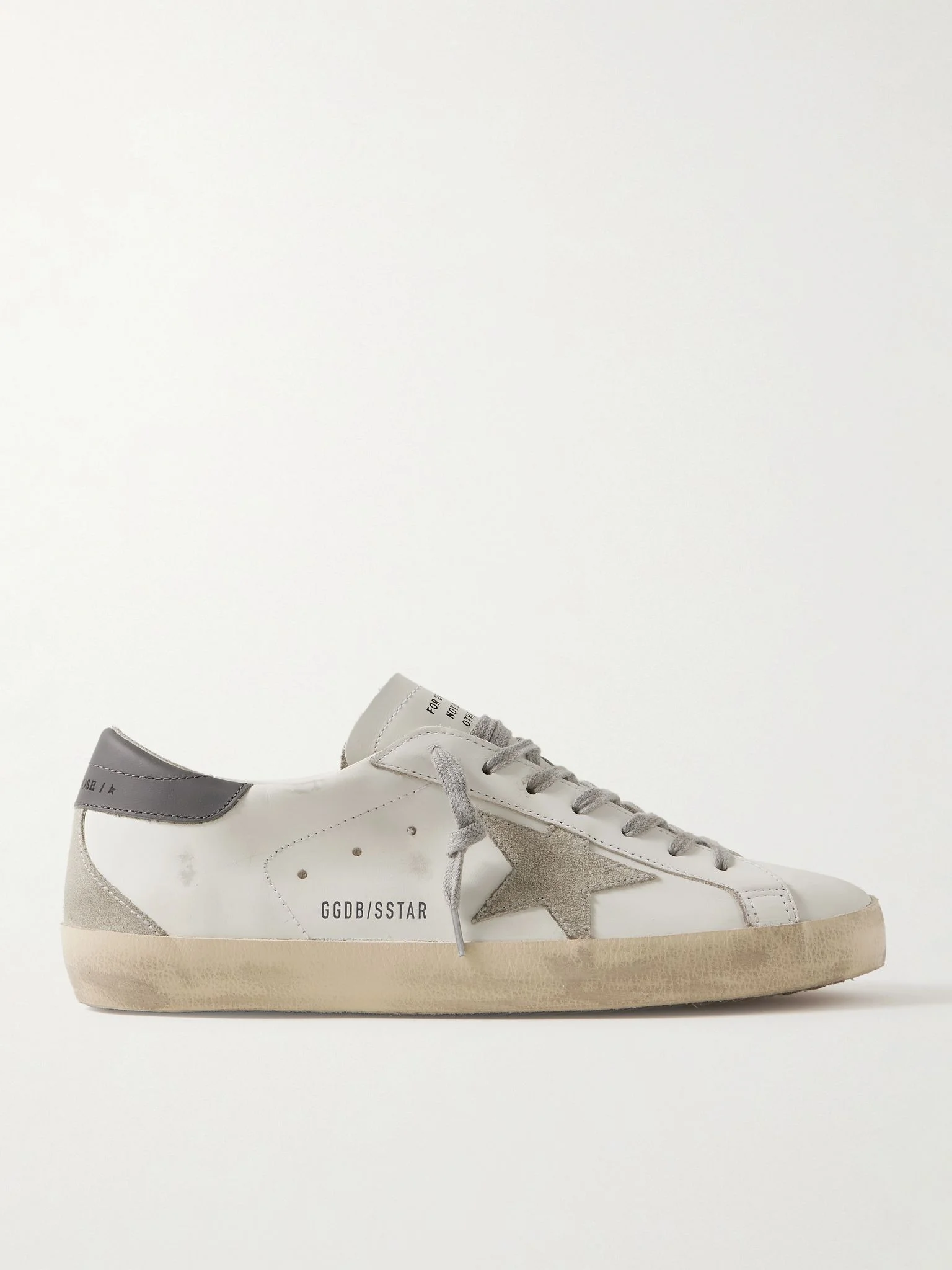Super-Star Distressed Suede-Trimmed Leather Sneakers White - 1