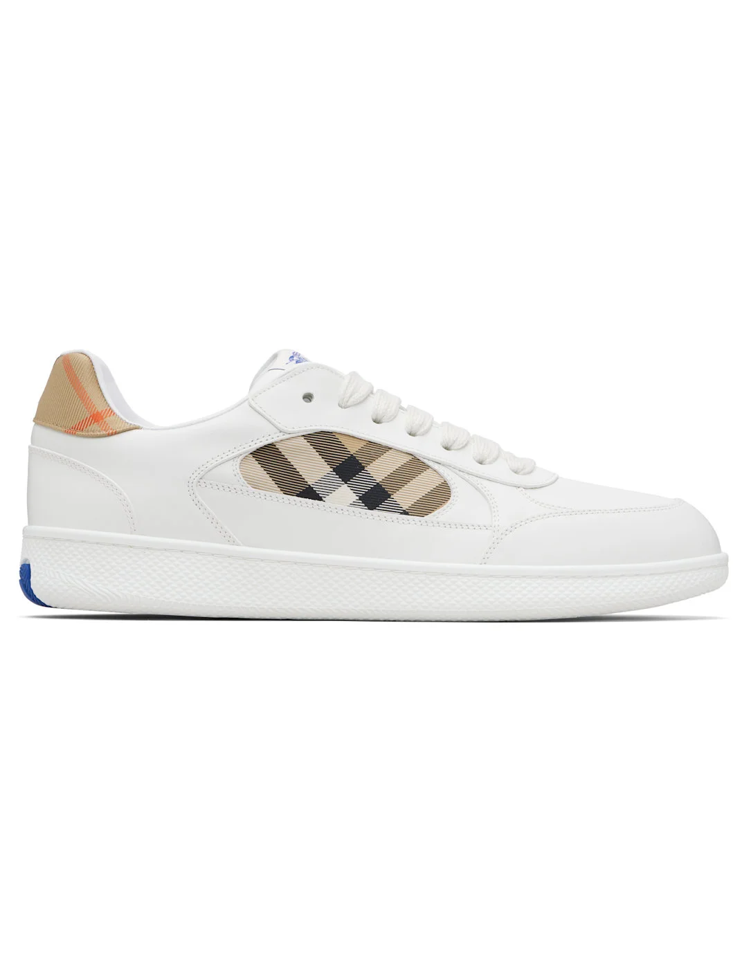White Leather & Check Terrace Sneakers - 1