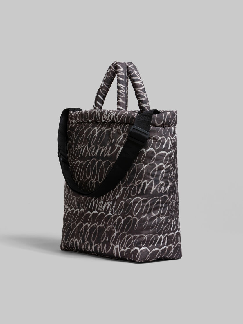BLACK PUFF TOTE BAG WITH MARNI SCRIBBLE PRINT - 2