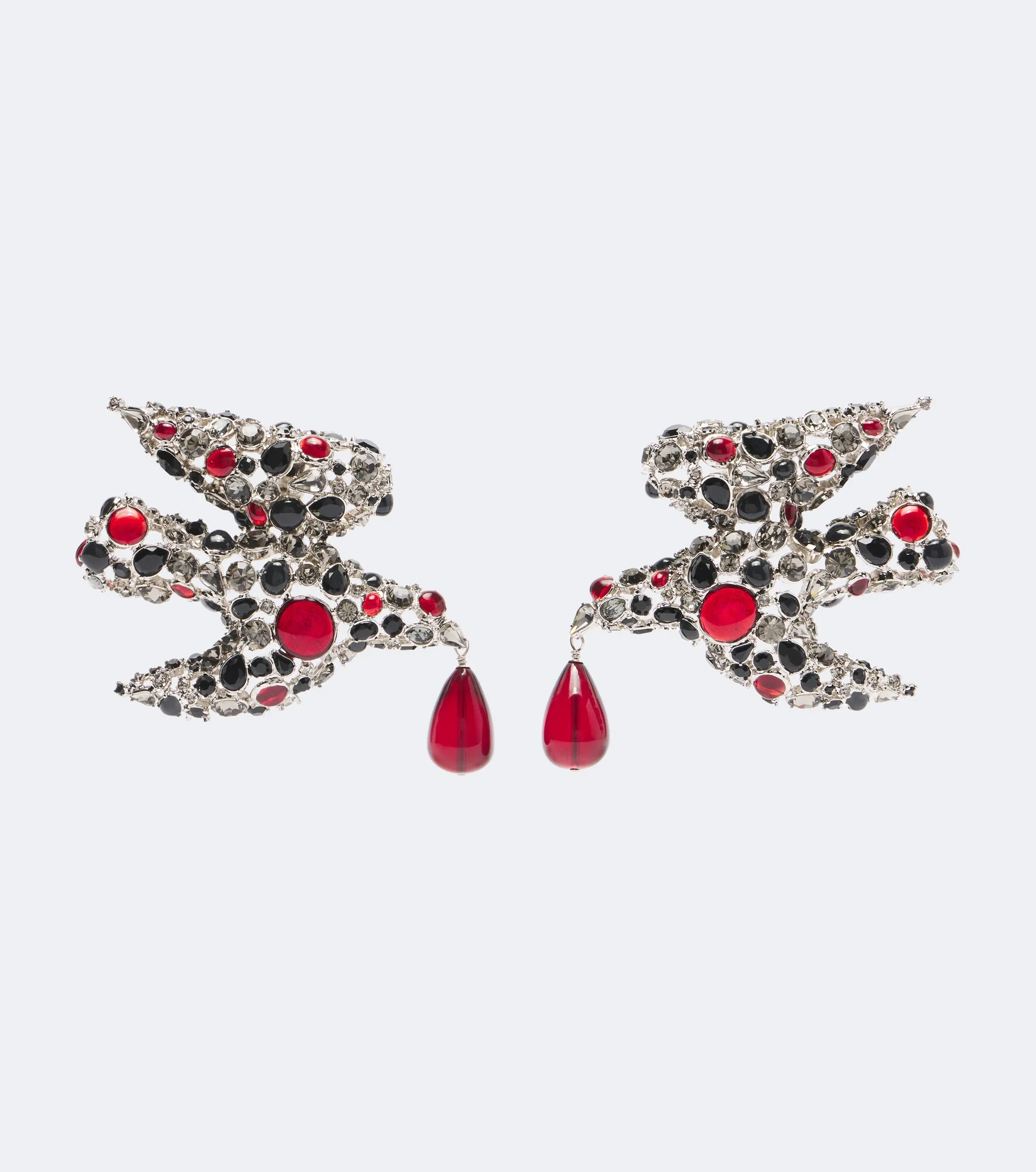 Dove embellished clip-on earrings - 1